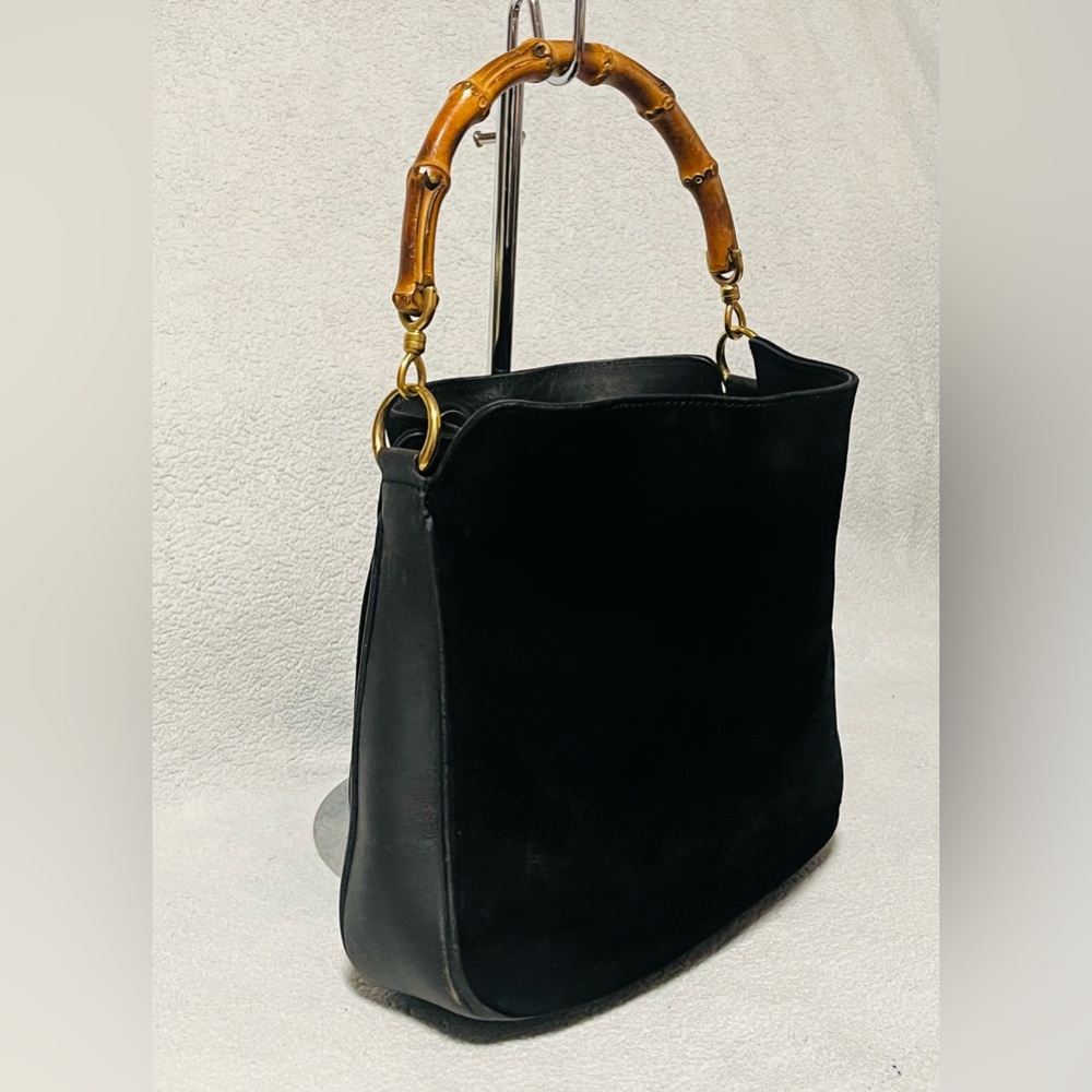 Gucci Bamboo Suede/Leather Shoulder Bag - Picture 6 of 13